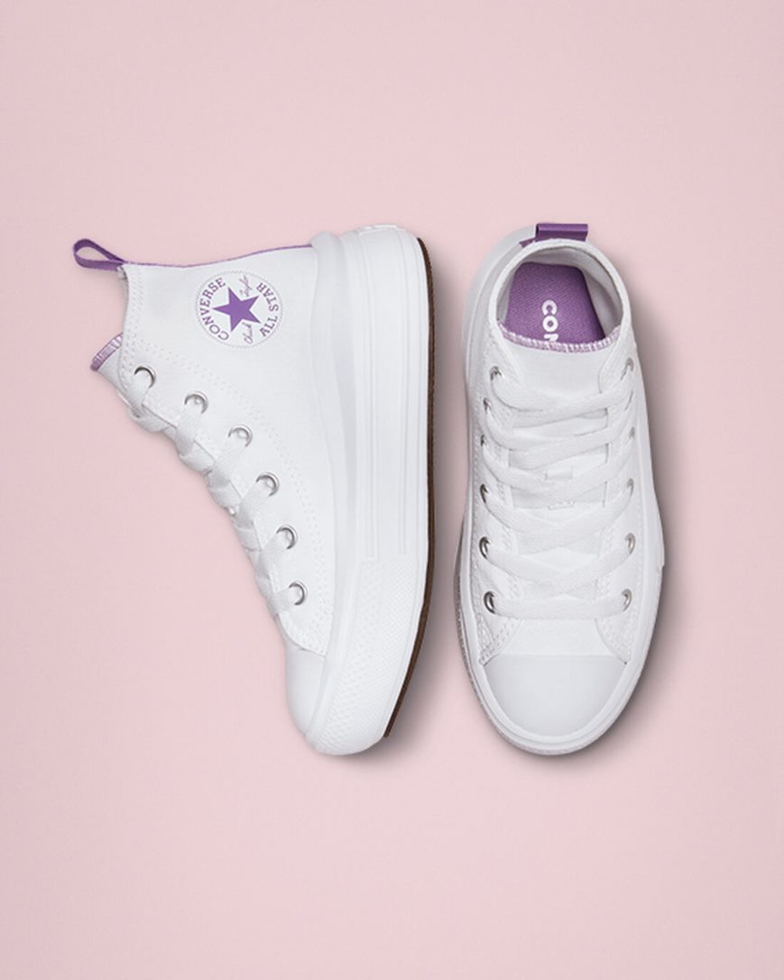 Topanky Na Platforme Converse Chuck Taylor All Star Move Vysoke Dievcenske Biele Nachový Biele | SK QN5ZD6